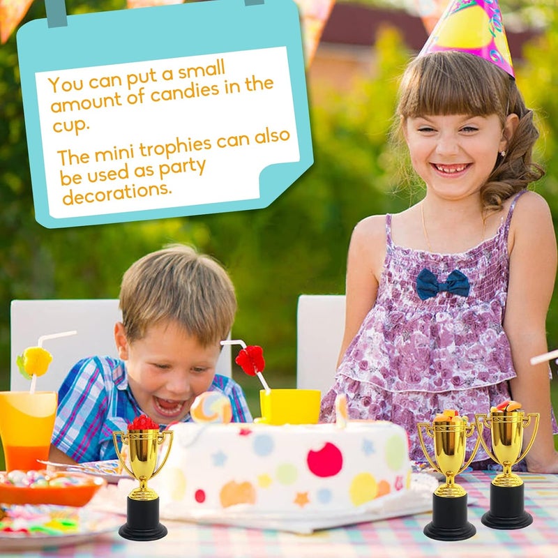 Jizvxe 24 Pack Mini Trophies for Kids Awards,Plastic Gold Award Trophy Cups,Golden Award Trophy Cups Set,Gold Participation Trophys Cup for Party Favors,Rewards,Props,Sports,Competitions(4 in) - Image 5
